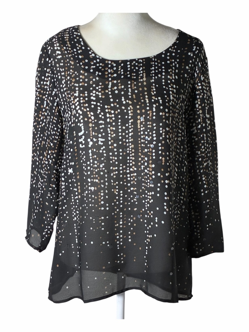 Coldwater Creek Streaming Sequins 3/4 sleeve lightweight top Sz Small. NWT